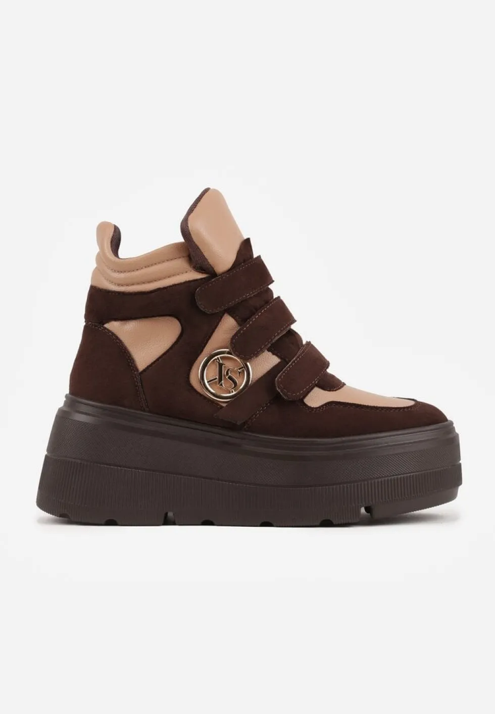 Beżowo-Brązowe Botki Sneakersy Vices na Platformie w Stylu Y2K Gelira