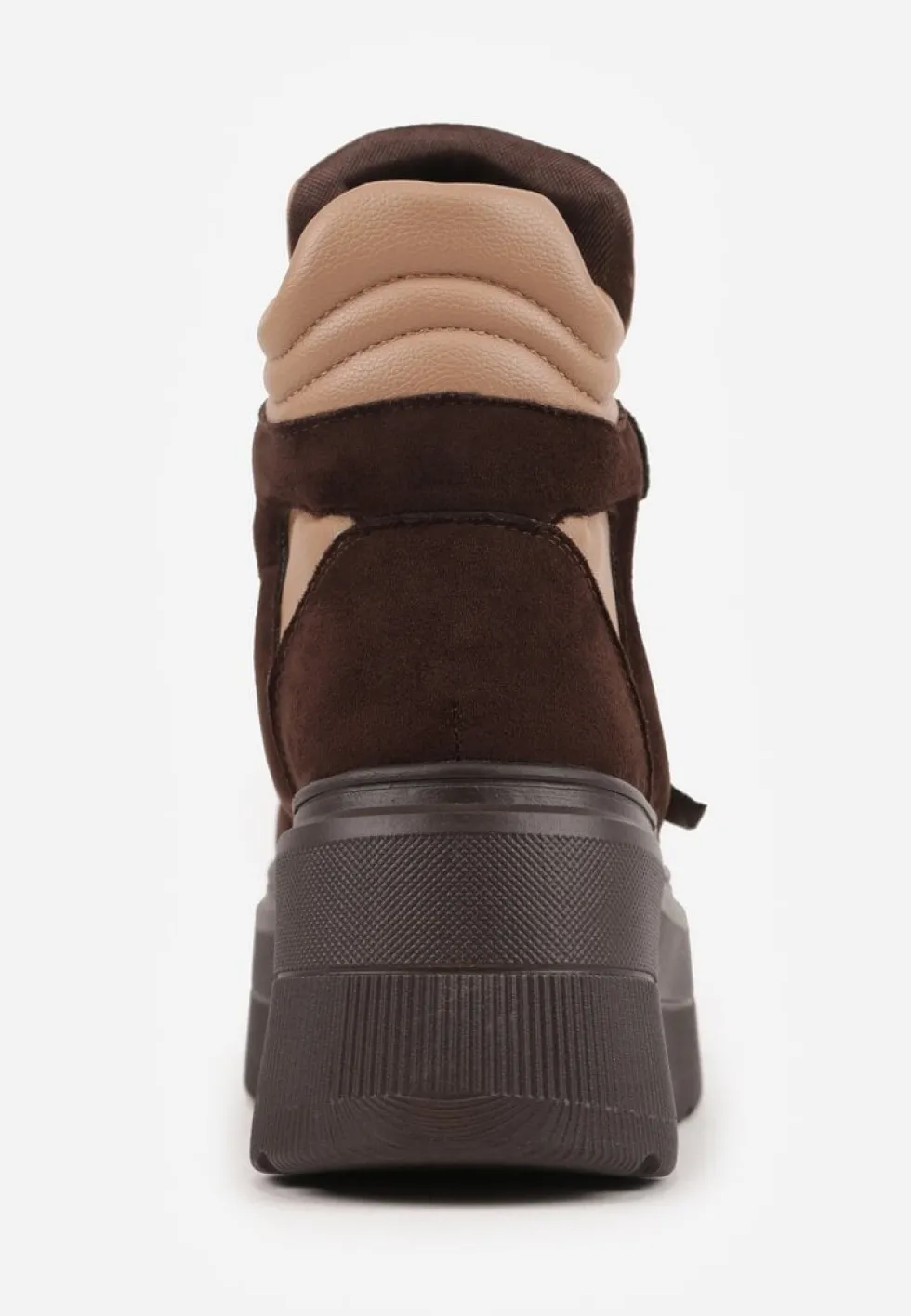 Beżowo-Brązowe Botki Sneakersy Vices na Platformie w Stylu Y2K Gelira