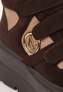 Beżowo-Brązowe Botki Sneakersy Vices na Platformie w Stylu Y2K Gelira
