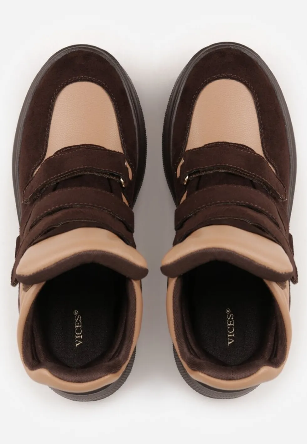 Beżowo-Brązowe Botki Sneakersy Vices na Platformie w Stylu Y2K Gelira