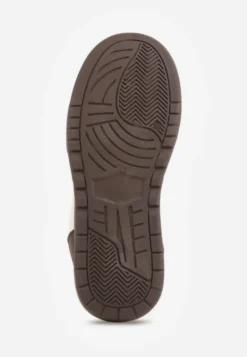 Beżowo-Brązowe Sneakersy na Grubej Podeszwie Mocno Ocieplane Futrem Leavinael