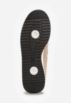 Beżowo-Brązowe Sneakersy Ozdobione Dwoma Paskami Lannatea