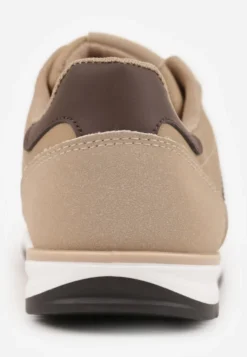 Beżowo-Brązowe Sneakersy Ozdobione Dwoma Paskami Lannatea