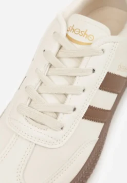 Beżowo-Brązowe Sneakersy Sportowe z Ozdobnymi Paskami i Przeszyciami Wenilan
