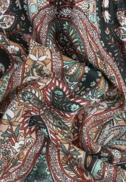 Beżowo-Czarna Spódnica z Wiskozy Ozdobiona Motywem Paisley Ellivae