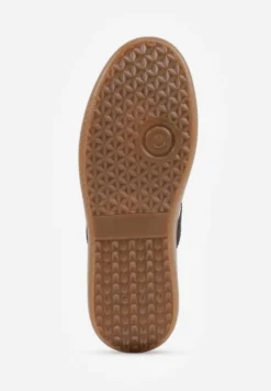 Beżowo-Czarne Casualowe Sneakersy na Płaskiej Podeszwie z Paskami Jereria