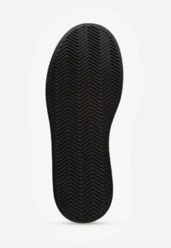Beżowo-Czarne Minimalistyczne Sneakersy Skórzane na Platformie z Aplikacją z Cyrkoniami Gorisa