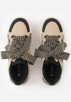 Beżowo-Czarne Sneakersy na Platformie Nazario