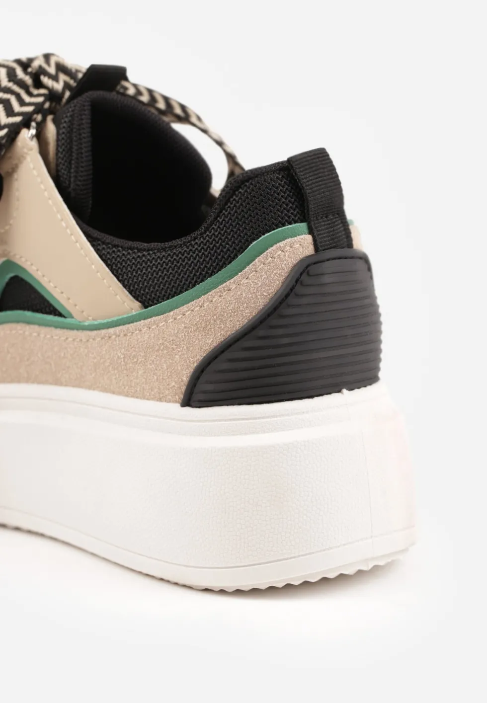 Beżowo-Czarne Sneakersy na Platformie Nazario