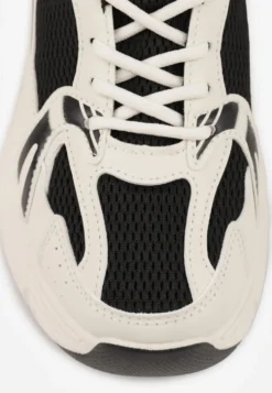 Beżowo-Czarne Sneakersy Vices na Platformie Ozdobione Tłoczeniem Natiselle