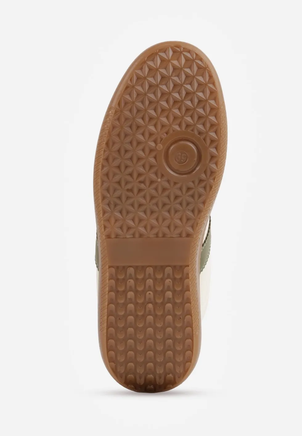 Beżowo-Zielone Casualowe Sneakersy na Płaskiej Podeszwie z Paskami Jereria