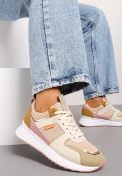 Beżowo-Zielone Sneakersy Philassa
