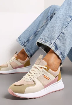 Beżowo-Zielone Sneakersy Philassa