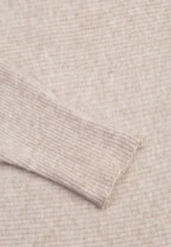Beżowy Basic Sweter Nietoperz z Wiskozą Rosanel