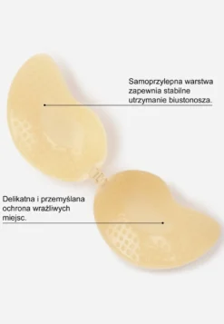 Beżowy Biustonosz Samoprzylepny z Zapięciem między Miseczkami Tyria