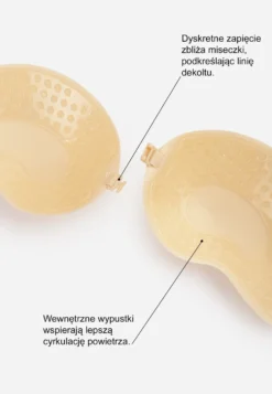 Beżowy Biustonosz Samoprzylepny z Zapięciem między Miseczkami Tyria