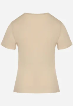 Beżowy Casualowy Bawełniany T-shirt Rivali