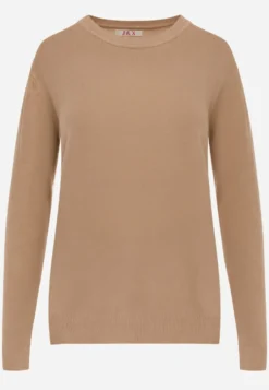 Beżowy Minimalistyczny Sweter z Bawełną Bellama
