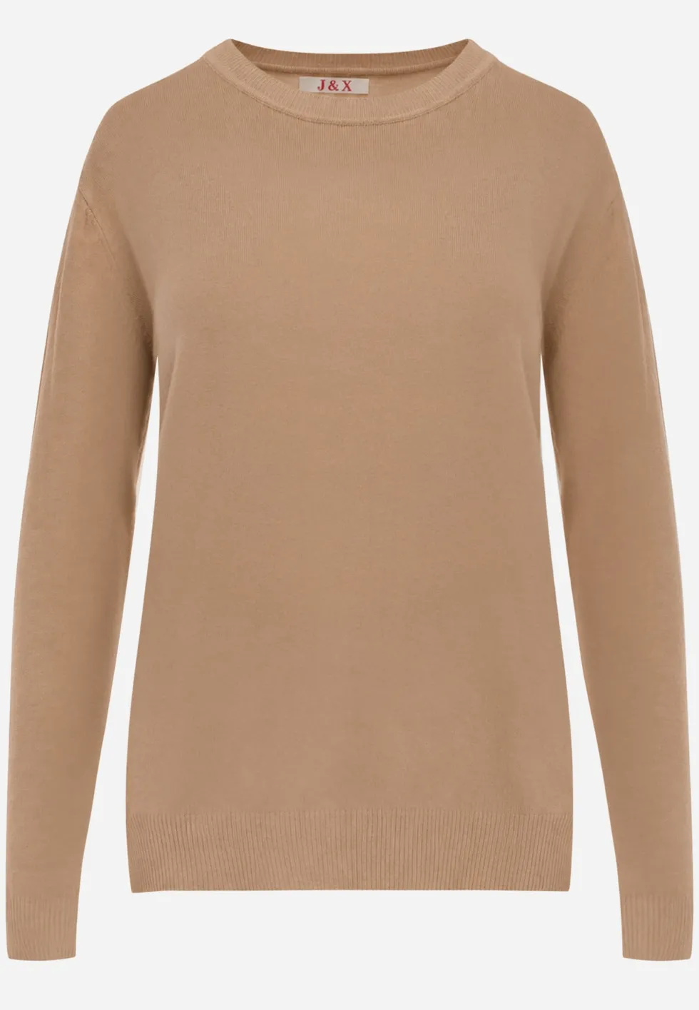 Beżowy Minimalistyczny Sweter z Bawełną Bellama