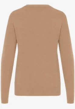 Beżowy Minimalistyczny Sweter z Bawełną Bellama