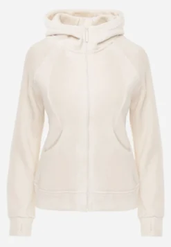 Beżowy Polar Bluza z Kapturem w Stylu Sportowym Aproxia