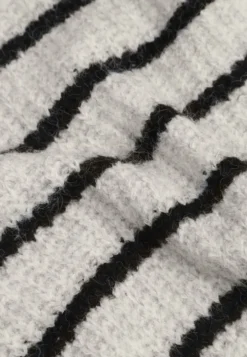 Beżowy Sweter z Wełną Oversize na Zimę w Poziome Paski Ulianna