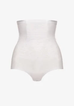 Biała Bielizna modelująca Majtki High Waist Zdobione Tłoczeniem w Kwiaty Vivirianne