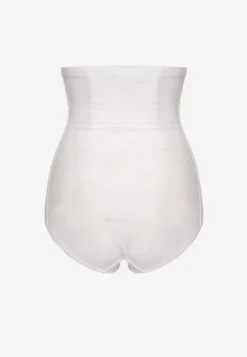 Biała Bielizna modelująca Majtki High Waist Zdobione Tłoczeniem w Kwiaty Vivirianne
