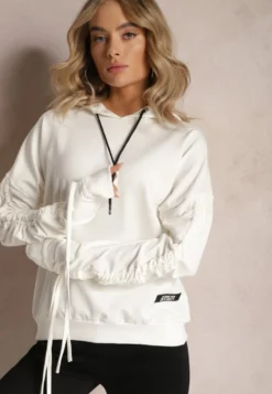 Biała Bluza Bawełniana z Kapturem Dolcean