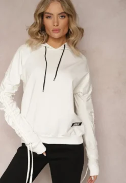 Biała Bluza Bawełniana z Kapturem Dolcean