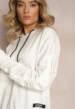 Biała Bluza Bawełniana z Kapturem Dolcean