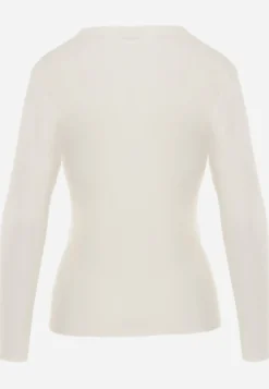 Biała Bluzka Basic o Fasonie Typu Longsleeve z Delikatnym Ociepleniem Kuarta