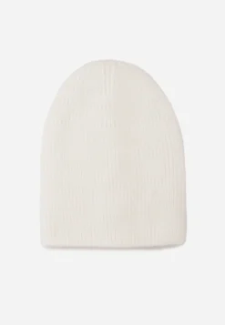 Biała Miękka Czapka Beanie z Wiskozy z Podwójną Dzianinową Warstwą Wewnątrz Shree