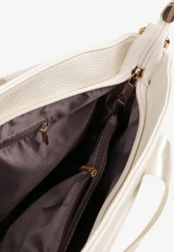 Biała Torebka Typu Shopper z Paskiem Crossbody i Aplikacją Zdobiona Pikowaniem Fleomira