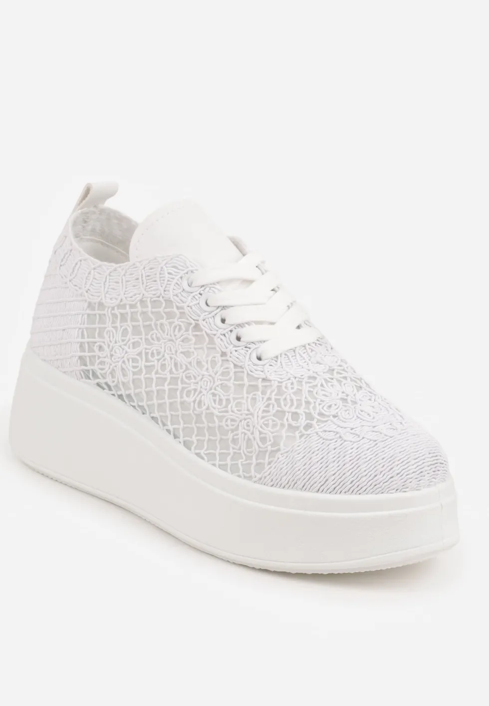 Białe Ażurowe Sneakersy Vices na Platformie Halvisa