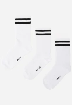 Białe Bawełniane Skarpety za Kostkę 3-Pack z Paskami i Napisem Bedli