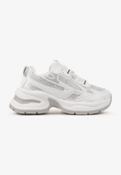 Białe Brokatowe Sneakersy w Streetwearowym Stylu na Piankowej Podeszwie Felindris