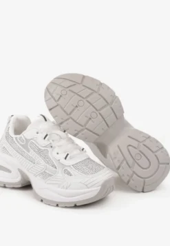 Białe Brokatowe Sneakersy w Streetwearowym Stylu na Piankowej Podeszwie Felindris