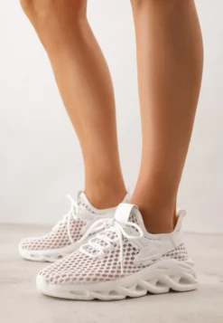 Białe Buty Sportowe Sneakersy na Platformie Ozdobionej Tłoczeniem Teliriella