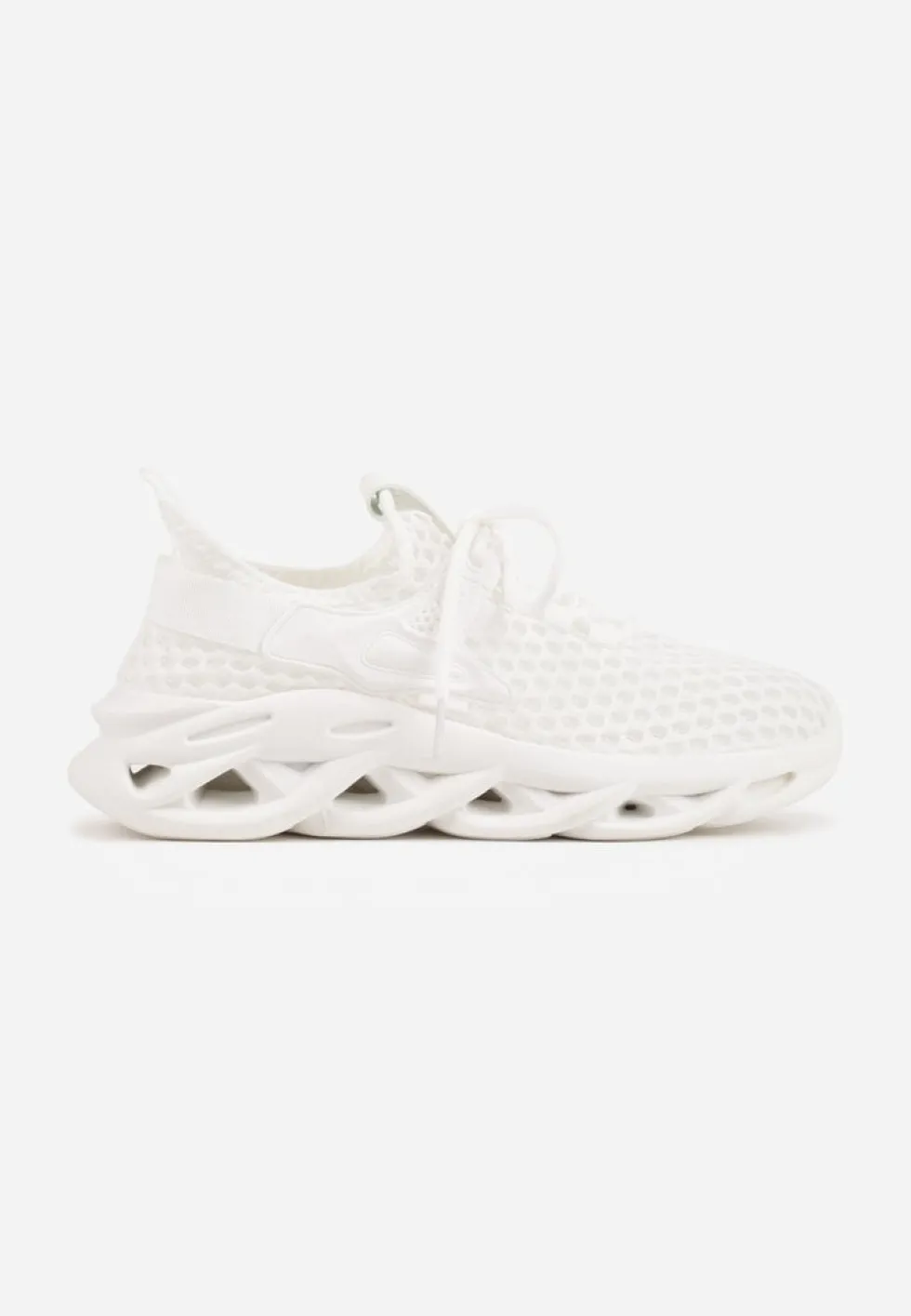 Białe Buty Sportowe Sneakersy na Platformie Ozdobionej Tłoczeniem Teliriella