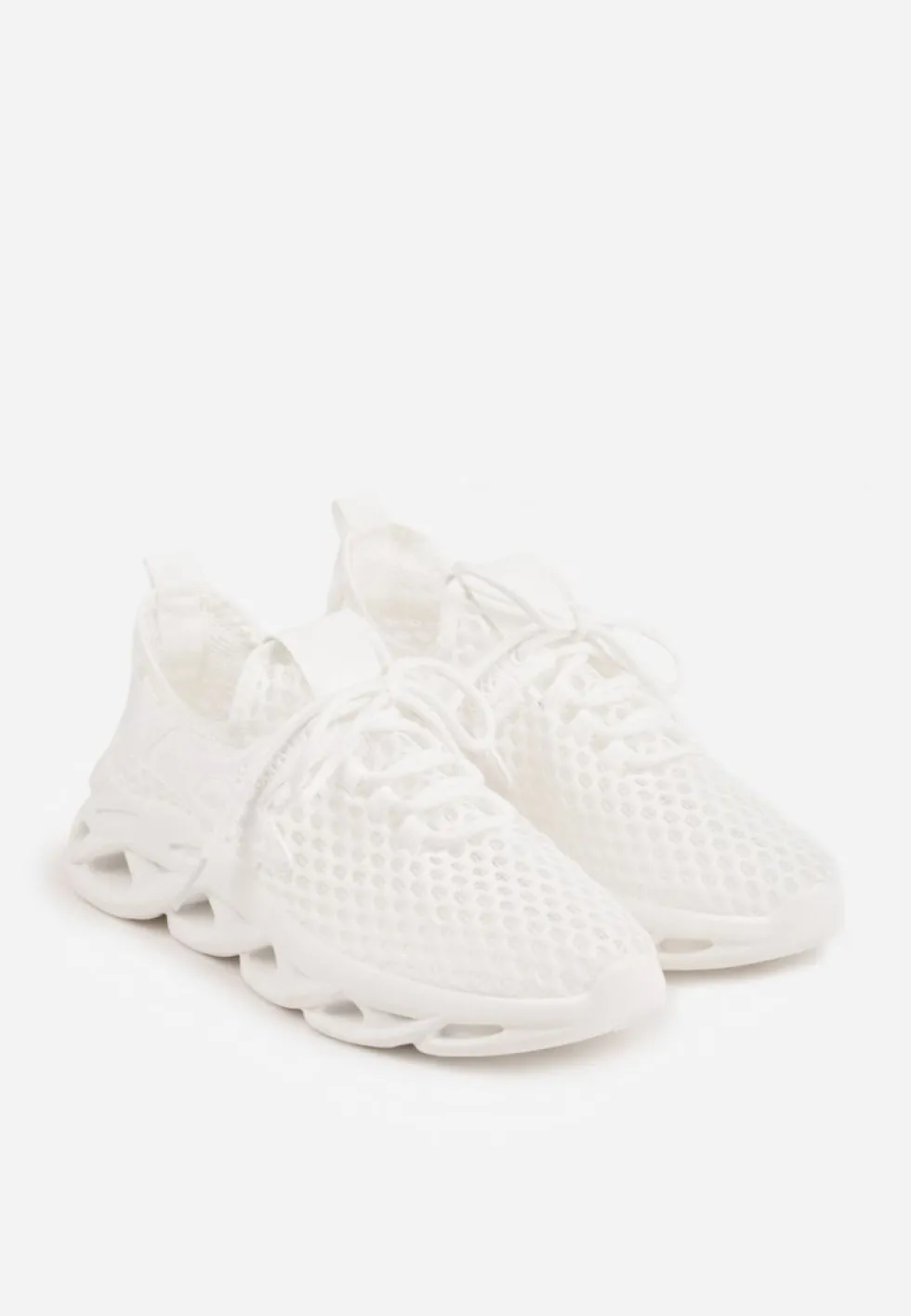 Białe Buty Sportowe Sneakersy na Platformie Ozdobionej Tłoczeniem Teliriella