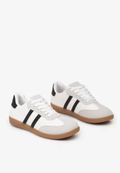 Białe Casualowe Sneakersy na Płaskiej Podeszwie Pemeriana