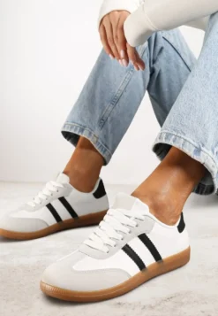 Białe Casualowe Sneakersy na Płaskiej Podeszwie Pemeriana
