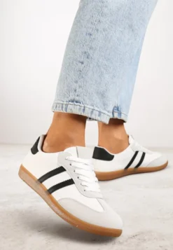 Białe Casualowe Sneakersy na Płaskiej Podeszwie Pemeriana