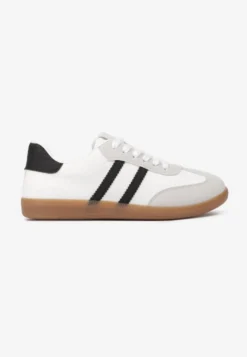 Białe Casualowe Sneakersy na Płaskiej Podeszwie Pemeriana