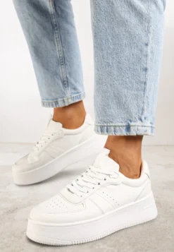 Białe Casualowe Sneakersy Vices na Niskiej Platformie Torila