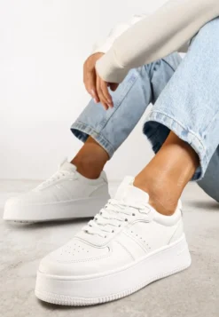 Białe Casualowe Sneakersy Vices na Niskiej Platformie Torila