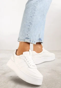 Białe Casualowe Sneakersy Vices na Niskiej Platformie Torila
