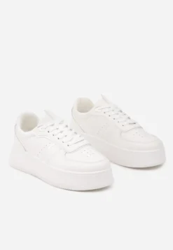 Białe Casualowe Sneakersy Vices na Niskiej Platformie Torila