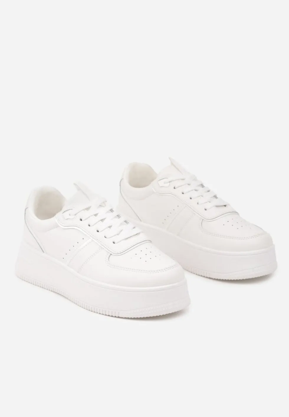 Białe Casualowe Sneakersy Vices na Niskiej Platformie Torila